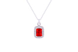 Asfour Crystal Chain Necklace With Emerald Cut Tanzanite Pendant In 925 Sterling Silver ND0110-N5