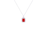 Asfour Crystal Chain Necklace With Emerald Cut Tanzanite Pendant In 925 Sterling Silver ND0110-N5