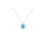 Asfour Crystal 925 Sterling Silver Chain Necklace With Green Stone