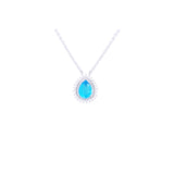 Asfour Crystal Chain Necklace With Red Pear Design In 925 Sterling Silver NE0059-M