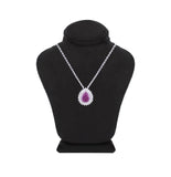 Asfour Crystal Chain Necklace With Tenzanite Pear Design In 925 Sterling Silver NE0059-N-A