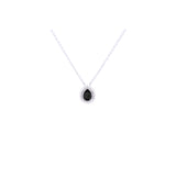 Asfour Crystal 925 Sterling Silver Chain Necklace With Black Pendant