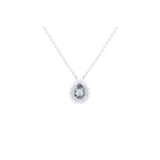 Asfour Crystal 925 Sterling Silver Chain Necklace With Olivine Pear Stone