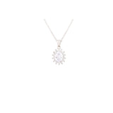 Asfour Crystal 925 Sterling Silver Chain Necklace With Oval Pendant