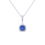 Asfour 925 Sterling Silver Necklace With Blue Square Pendant