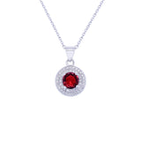 Asfour 925 Sterling Silver Necklace With Red Round Pendant