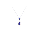 Asfour Crystal 925 Sterling Silver Blue Pear Necklace
