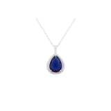 Asfour Crystal 925 Sterling Silver Blue Pear Chain Necklace