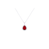 Asfour Crystal 925 Sterling Silver Chain Necklace With Red Pear Design