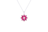 Asfour 925 Sterling Silver Fuchsia Flower Cluster Necklace NR0496-F