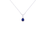 Asfour 925 Sterling Silver Necklace With Blue Pear Pendant NR0498-B