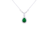 Asfour 925 Sterling Silver Necklace With Green Pear Pendant NR0498-G