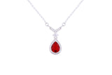 Asfour 925 Sterling Silver Necklace With Red Pear Pendant NR0498-R