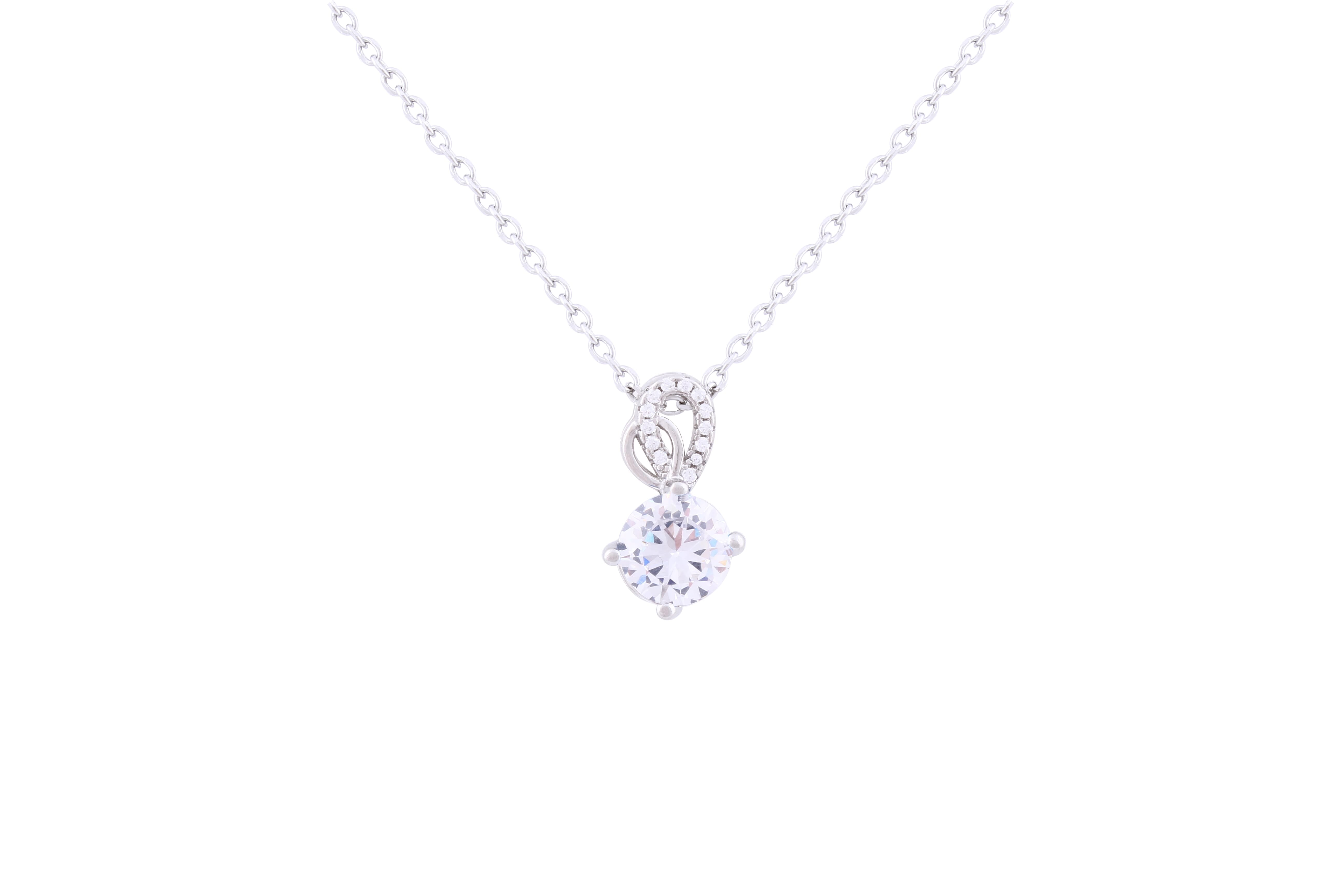 Asfour 925 Sterling Silver Necklace Inlaid With Zircon Stone NR0500-W