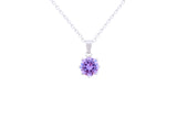 Asfour 925 Sterling Silver Necklace Inlaid With Round Tenzanite Zircon Stone NR0501-N
