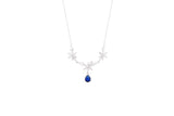 Asfour Chain Necklace With Flowers & Blue Pear Design