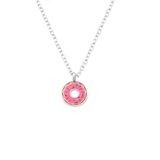 Asfour Enamel Rounded Shape 925 Sterling Silver Necklace,Rose+Multi Color