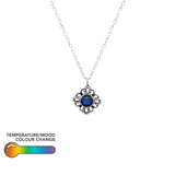 Asfour Zircon Rounded Shape 925 Sterling Silver Necklace,Multi Color