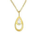 Asfour Pear 925 Sterling Silver Necklace, Clear