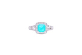 Asfour Crystal Fashion Ring With Aquamarine Asscher Cut Stone In 925 Sterling Silver RD0001-GC-9