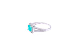 Asfour Crystal Fashion Ring With Aquamarine Asscher Cut Stone In 925 Sterling Silver RD0001-GC-9