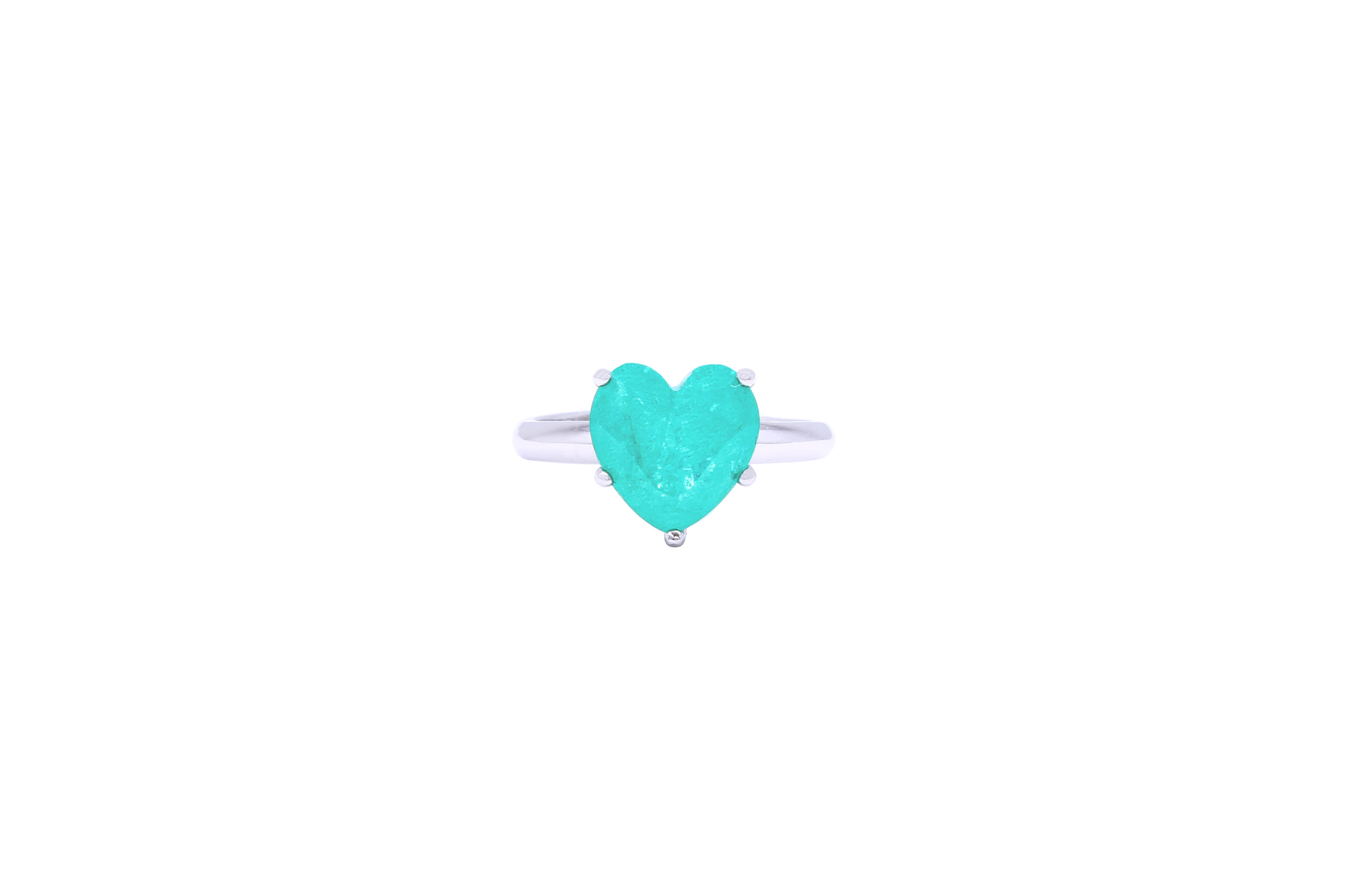 Asfour Crystal Silver Ring With Aquamarine Heart Design In 925 Sterling Silver RD0009-GC-7