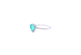 Asfour Crystal Halo Ring With Aquamarine Heart Design In 925 Sterling Silver RD0010-GC-7