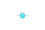 Asfour Crystal Halo Ring With Aquamarine Oval Design In 925 Sterling Silver RD0011-GC-7