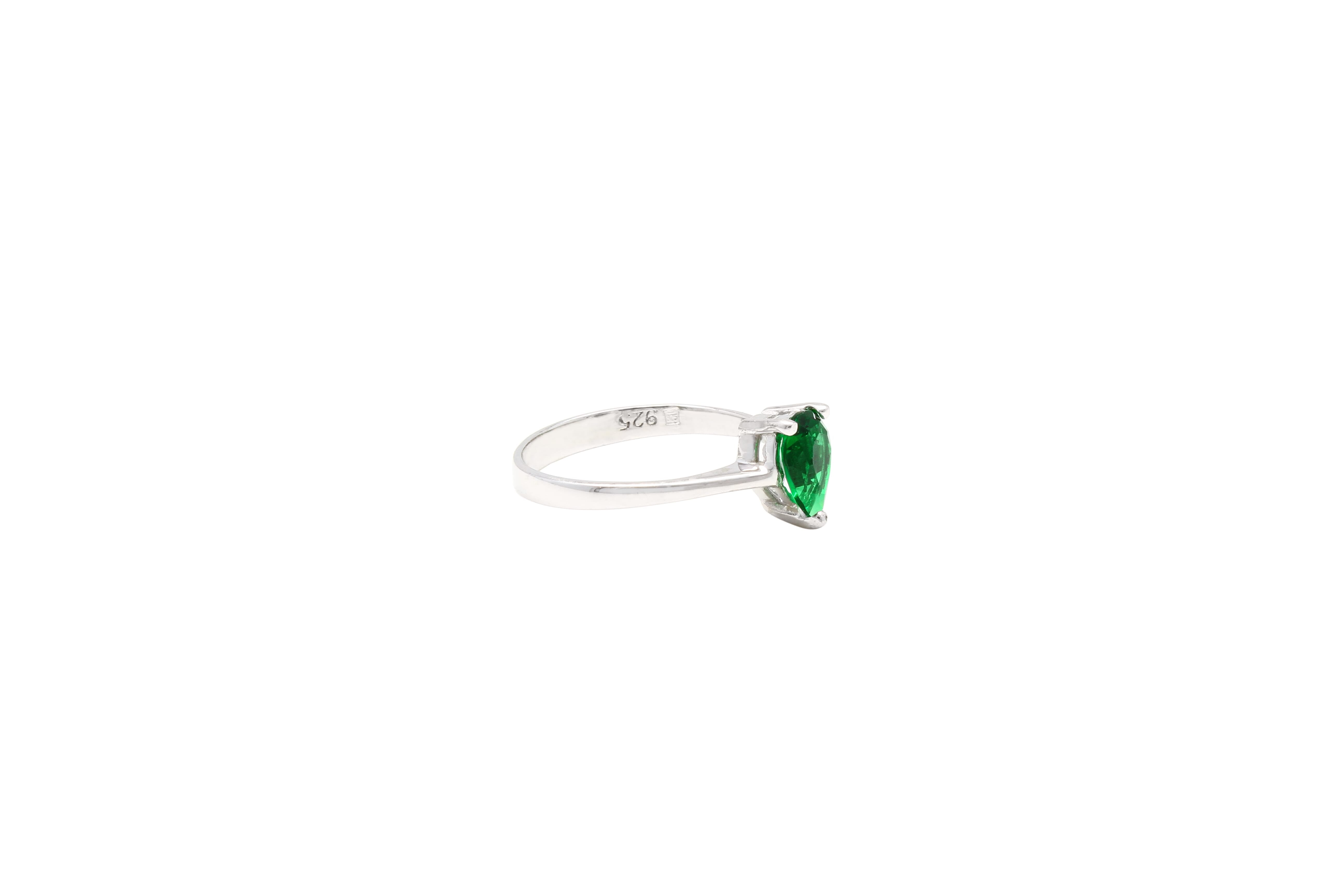 Asfour Drew Ring With Green Pear Design In 925 Sterling Silver RD0025-G-9