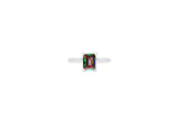 Asfour Crystal Drew Ring With Multi Color Emerald Cut Stone In 925 Sterling Silver RD0026-AP-9