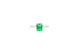 Asfour Crystal Drew Ring With Green Emerald Cut Stone In 925 Sterling Silver RD0026-G-9