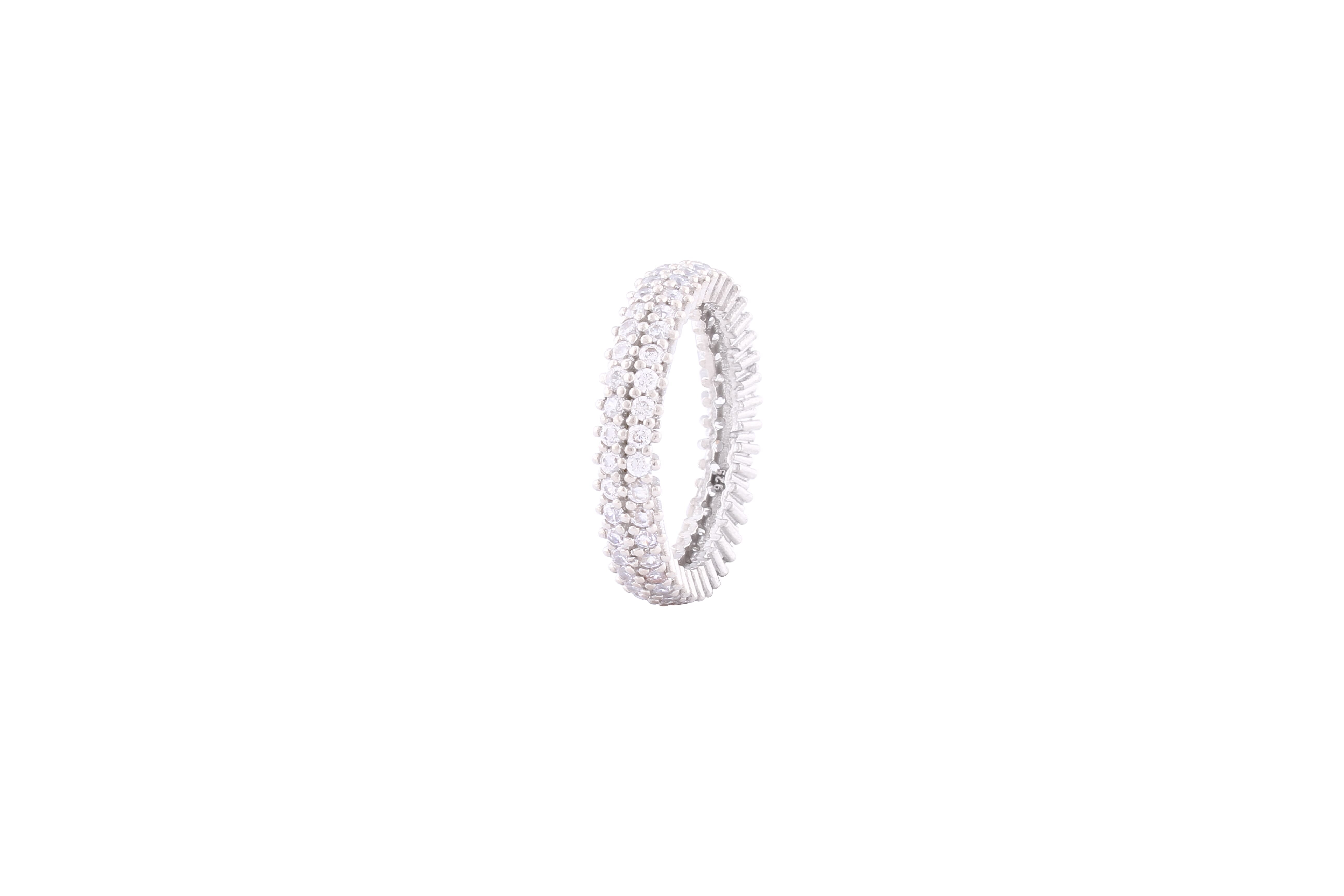 Asfour Band Ring With Round Zircon Stones In 925 Sterling Silver RR0283-9