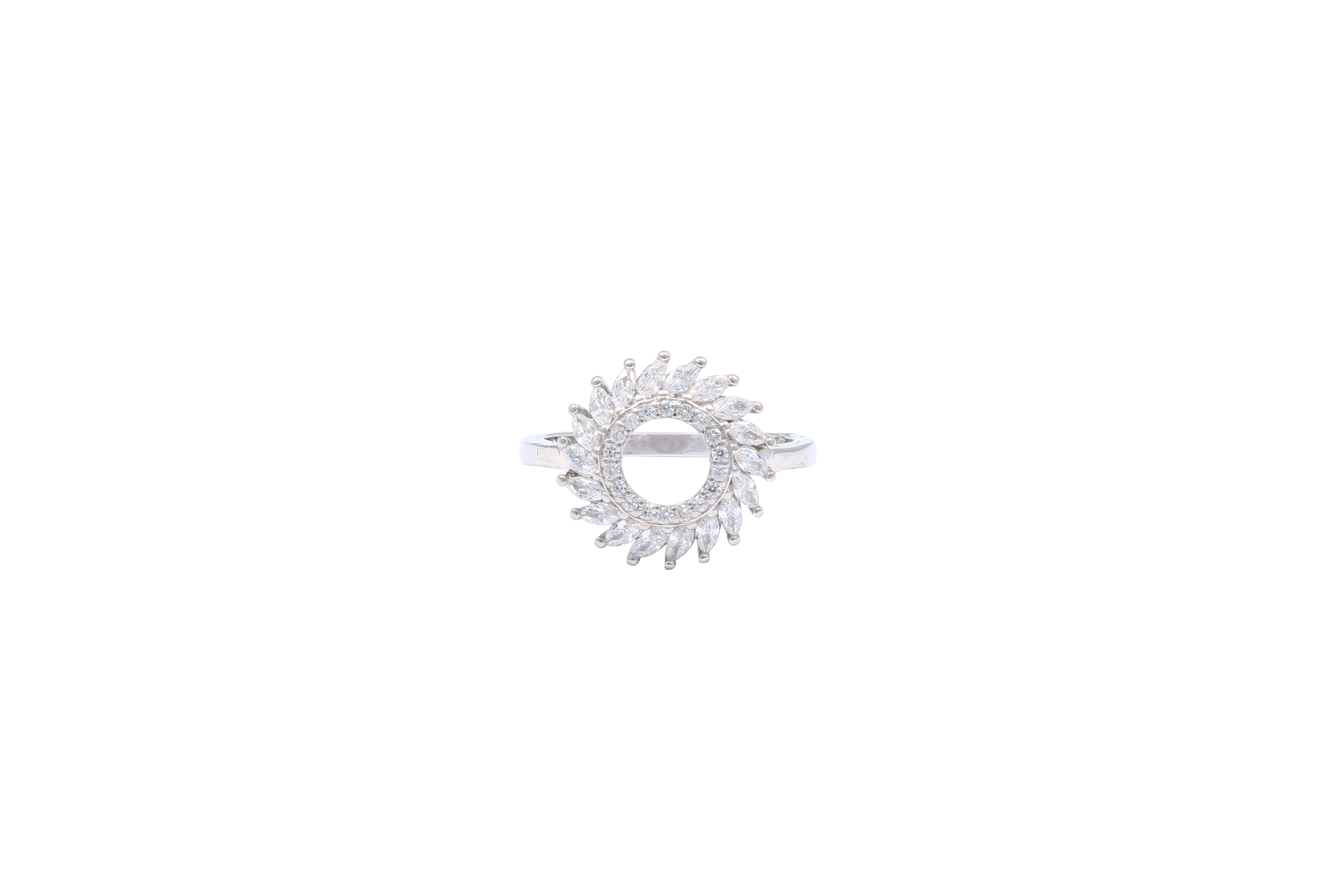Asfour Halo Ring With Round Design Inlaid With Zircon In 925 Sterling Silver RR0325-9