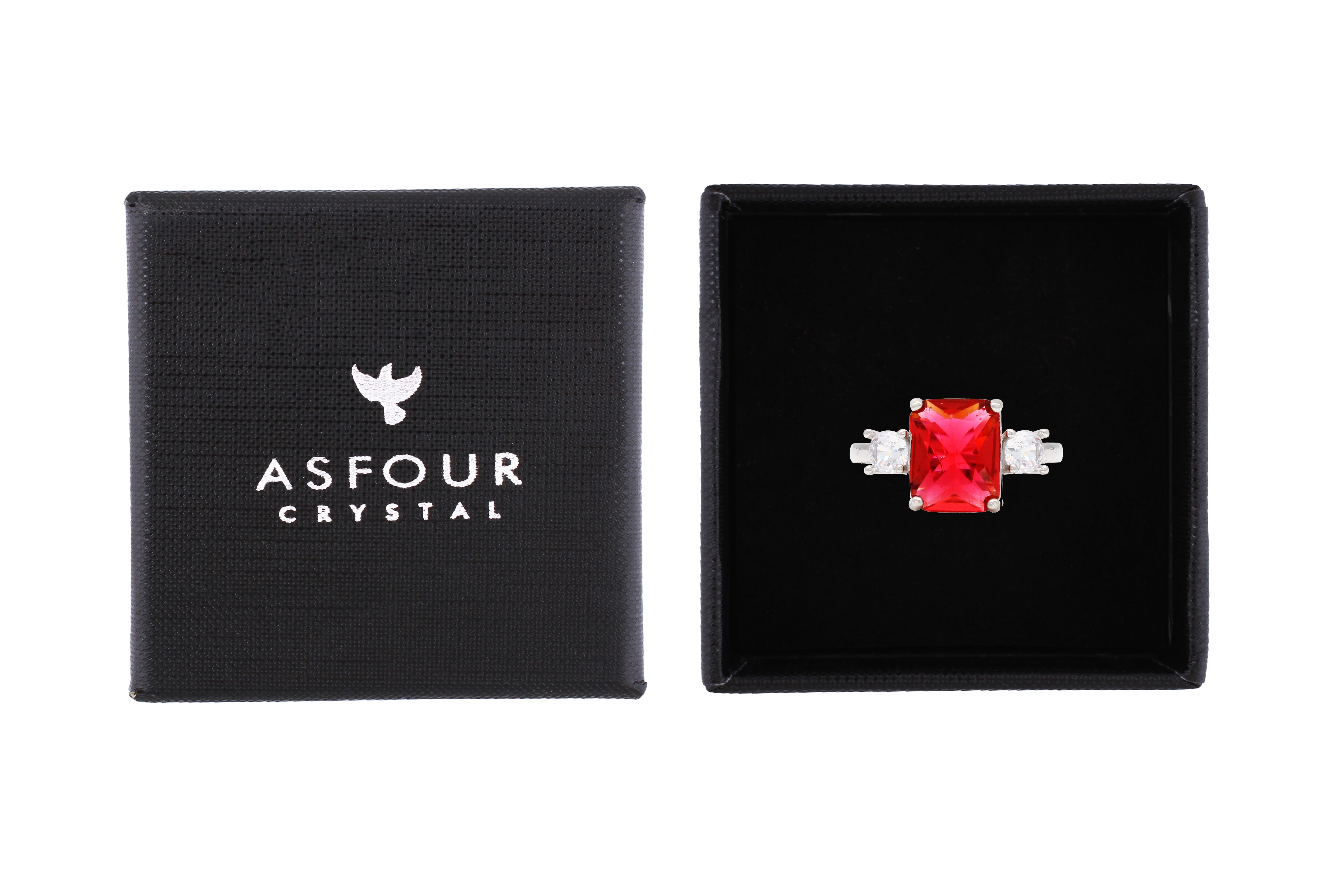 Asfour Drew Ring Inlaid With Fuchsia Zircon Stones In 925 Sterling Silver RR0329-F-7