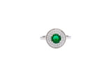 Asfour Halo Ring With Green Round Design In 925 Sterling Silver RR0330-G-7