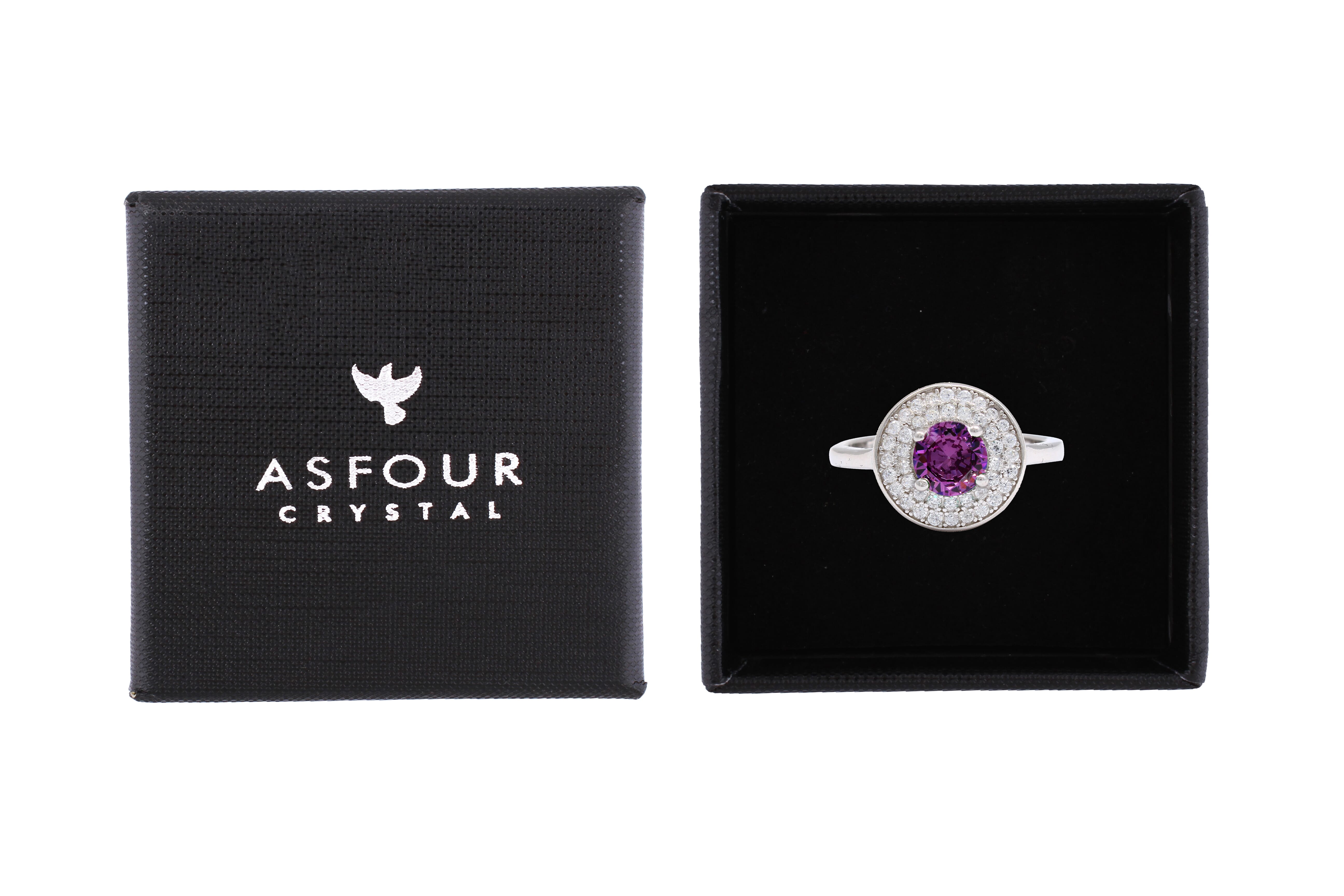 Asfour Halo Ring With Tenzanite Round Design In 925 Sterling Silver RR0330-N-8