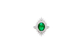 Asfour Cluster Ring With Green Oval Design In 925 Sterling Silver RR0332-G-9