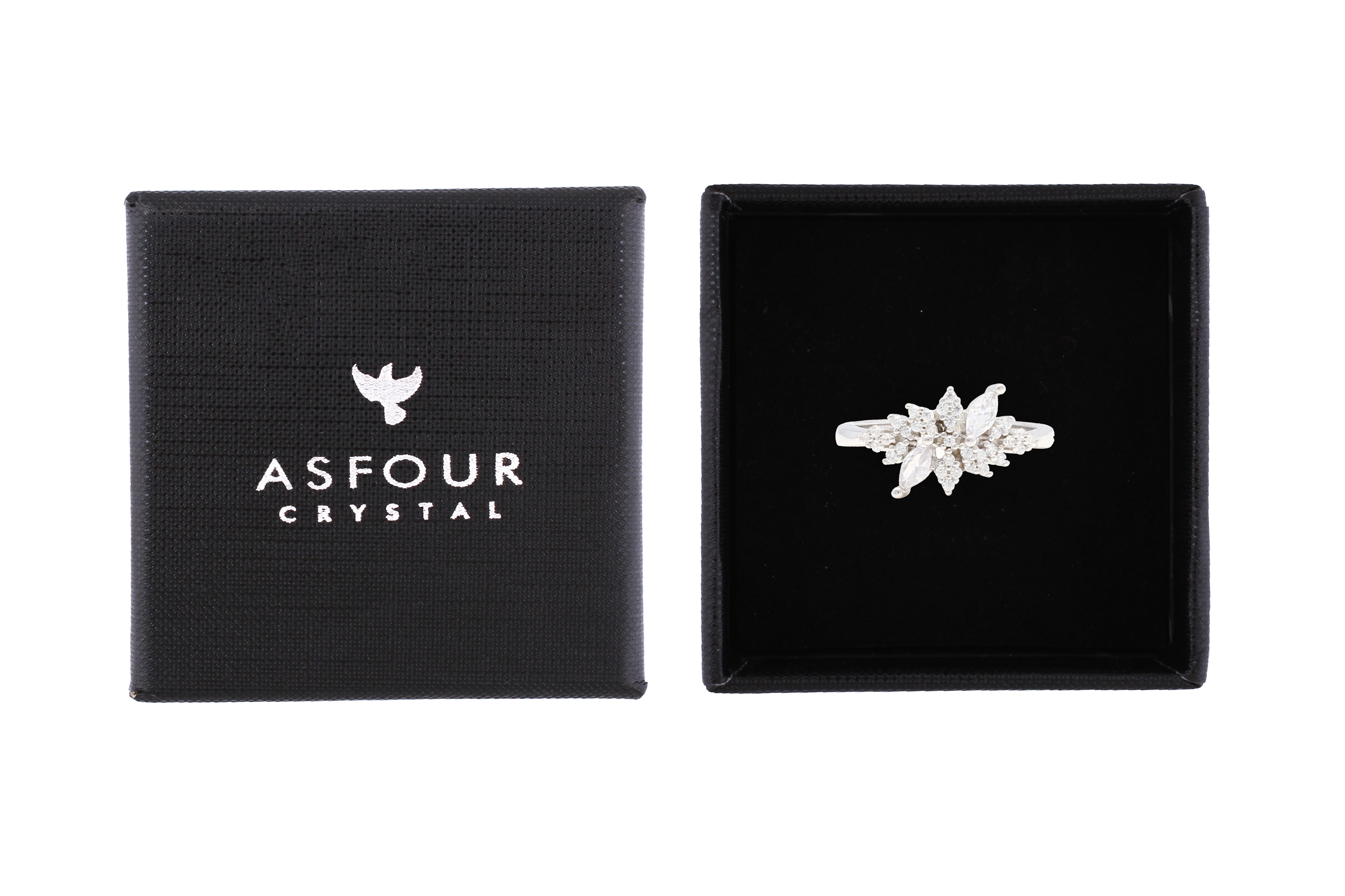 Asfour Cluster Ring Inlaid With Zircon Stones In 925 Sterling Silver RR0340-7
