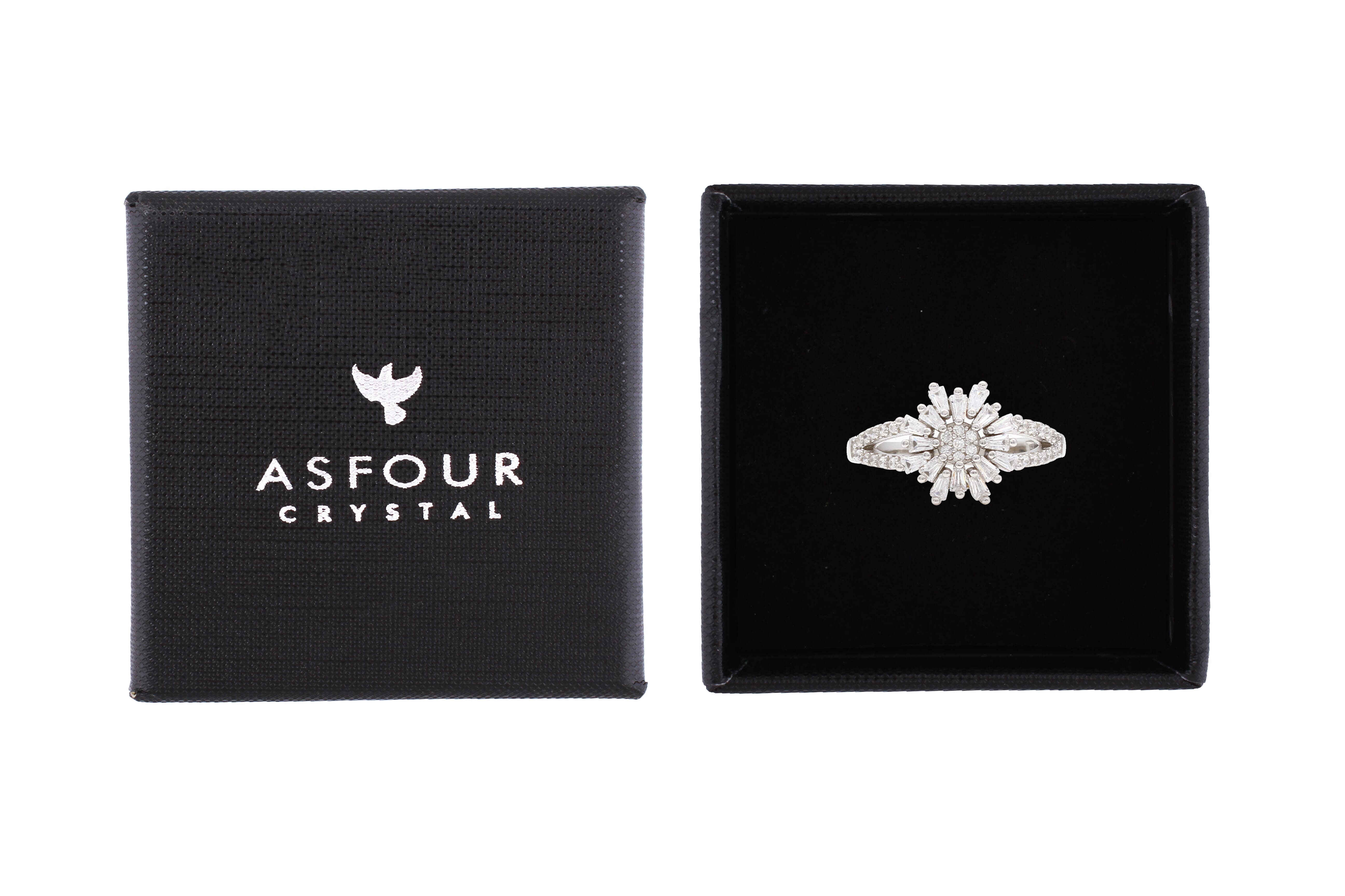 Asfour Cluster Ring Inlaid With Starburst Design In 925 Sterling Silver RR0345-8