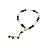 Crystal Rosary balck & clear meduim beads gold separator