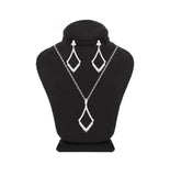 Asfour Crystal 925 Sterling Silver Necklace & Earrings With Decorative Design Inlaid With Zircon Stones SR0104-W