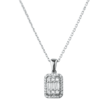 Asfour rounded + rectangular Zircon Stone 925 Silver Necklace - N1903