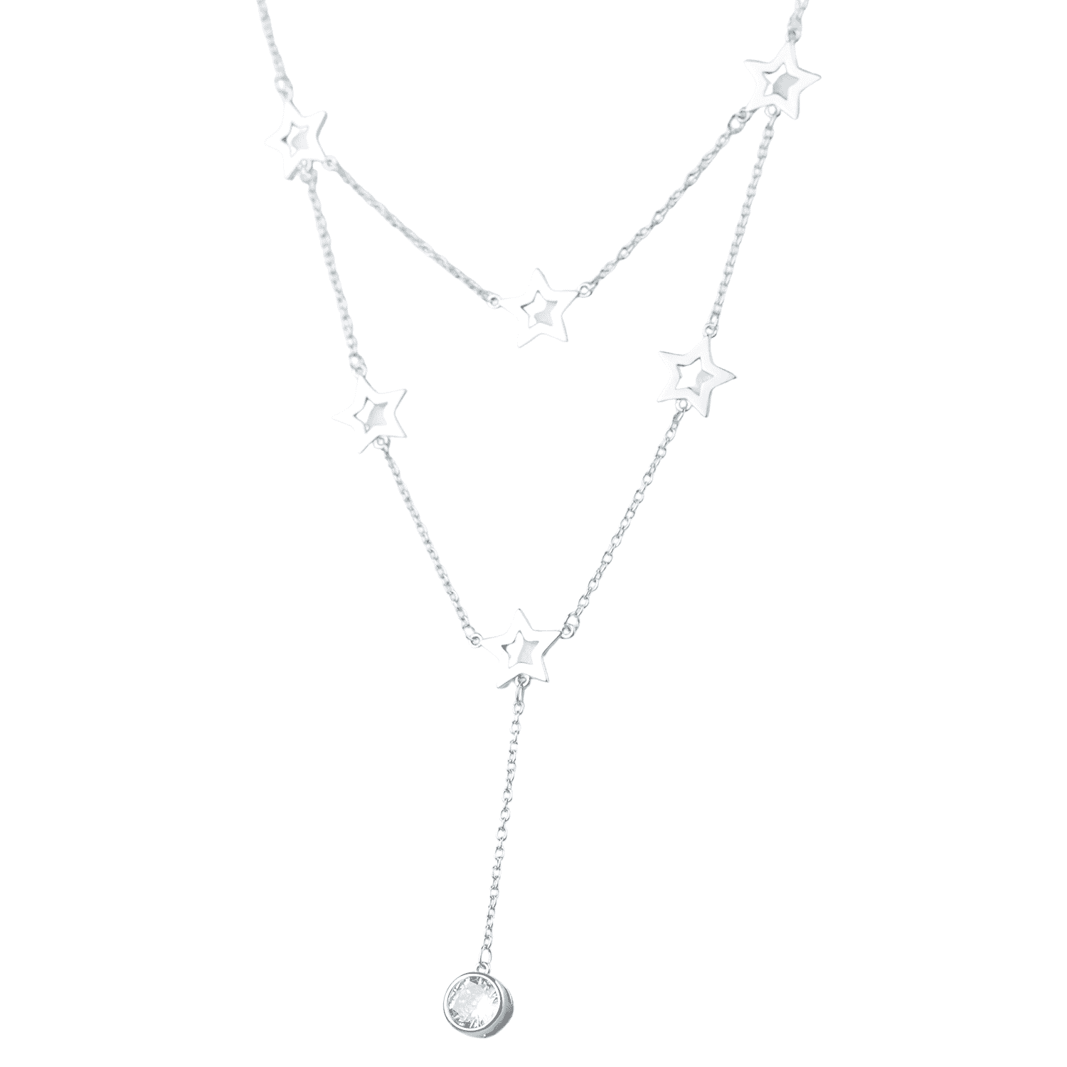 Asfour rounded Zircon Stone 925 Silver Necklace - N1908
