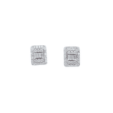 Asfour rectangle + rounded Zircon Stone 925 Silver earring - E1774