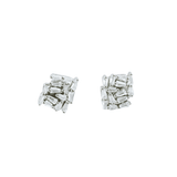 Asfour rectangle Zircon Stone 925 Silver earring - E1771