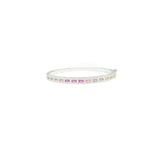 Asfour Crystal 925 Sterling Silver  Bracelet Inlaid With Multicolor Zircon Stones