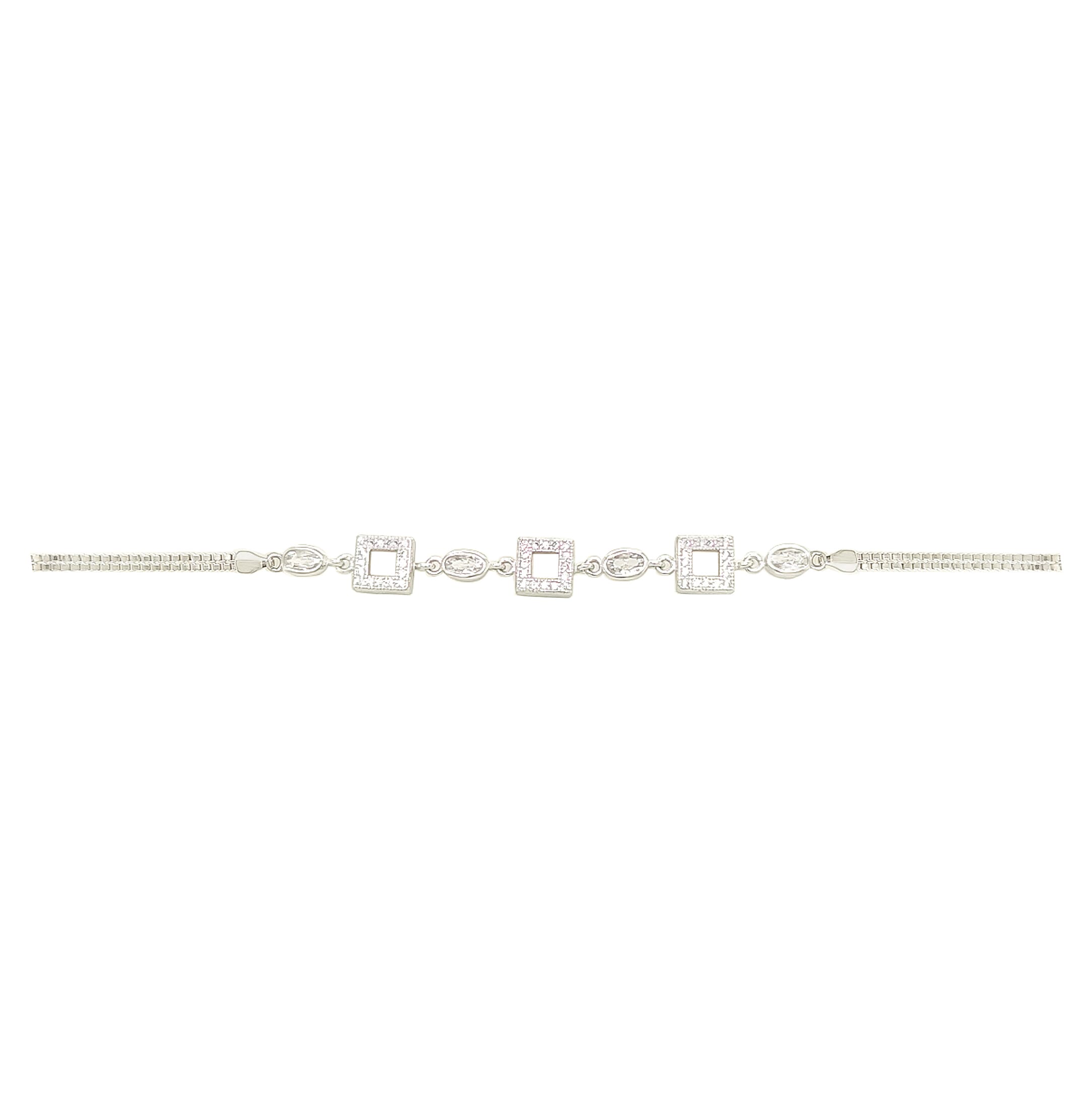 Asfour Crystal 925 Sterling Silver  Oval Bracelet