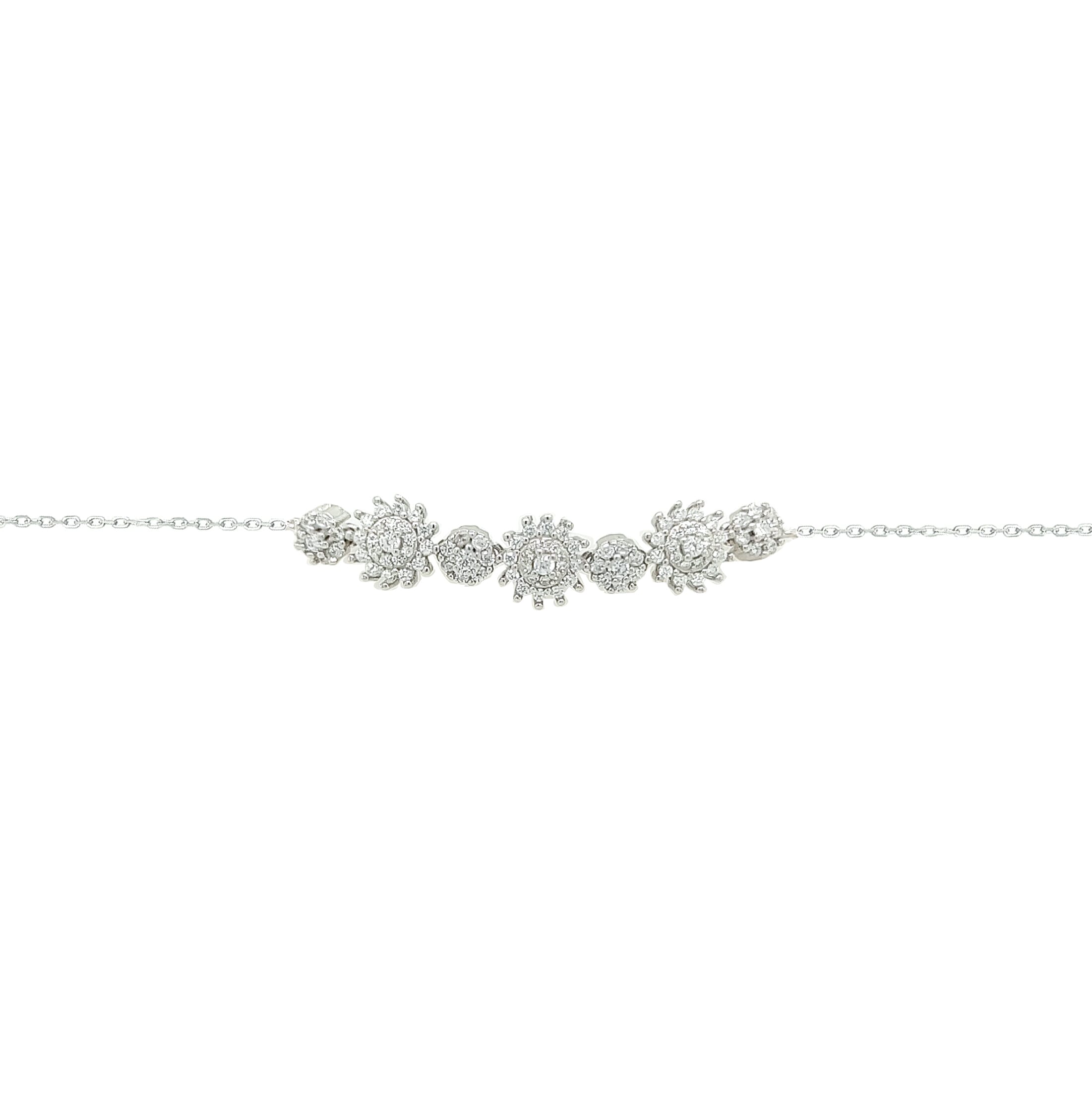 Asfour Crystal 925 Sterling Silver  Sun & Circle Bracelet
