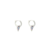 Asfour 925 Sterling Silver Earring with Round Zicron Stone, Clear- EE0013-K