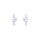 Earring Silver With A Square Transparent Zircon Stone